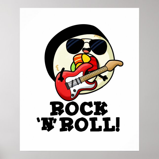 Rock'n'Roll Funny Sushi Roll Pun Poster (Vorne)