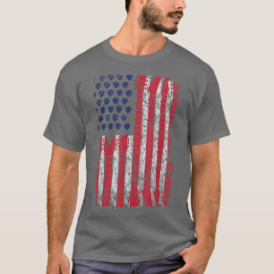Rock'n'Roll Guitar Flag Line Sketch Usa Flag Index T-Shirt