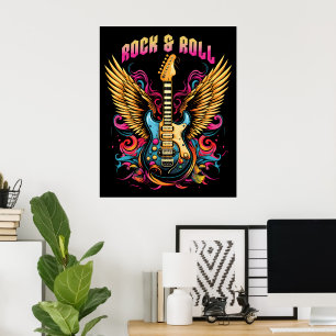 Rock'n'Roll Guitar Flügel Poster