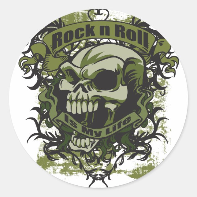 Rock'n'Roll ist mein Leben Runder Aufkleber (Vorderseite)