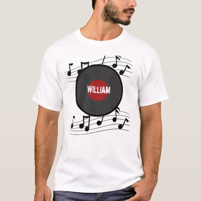 Rock'n'Roll mit Musiknoten T-Shirt (Vorderseite)