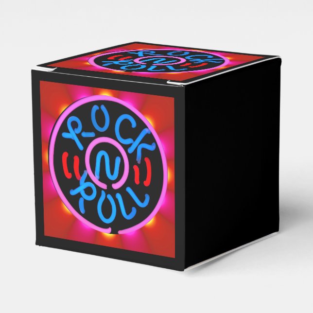 Rock'n'Roll Music Neon Sign Look - Geschenk-/Bevor Geschenkschachtel (Vorderseite)