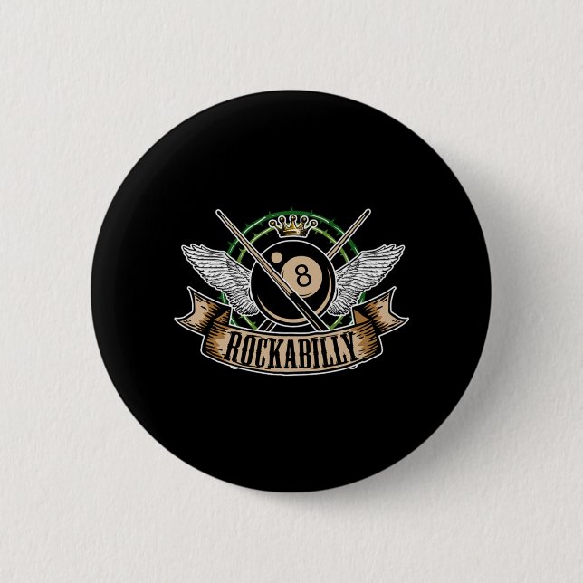 Rock'n'Roll Pool Billiards 8 Ball Rockabilly Button (Vorderseite)