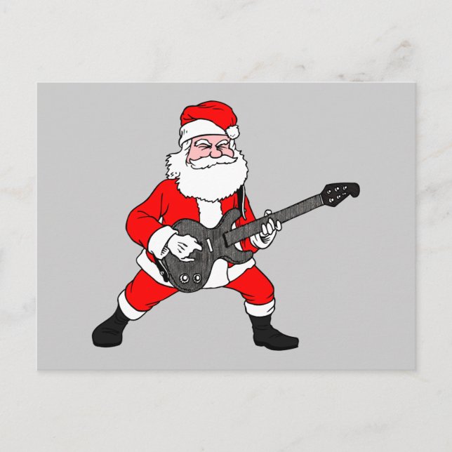 Rock'n'Roll Santa Claus Feiertagspostkarte (Vorderseite)