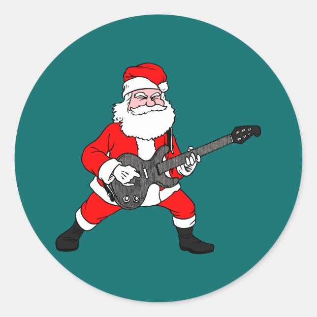 Rock'n'Roll Santa Claus Runder Aufkleber (Vorderseite)
