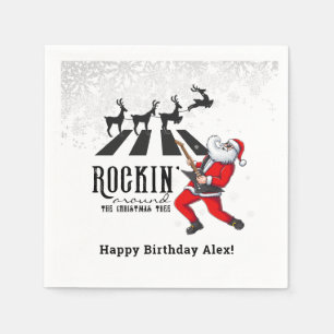 Rock'n'Roll Santa Rockin's Geburtstagsweihnachtsfe Serviette