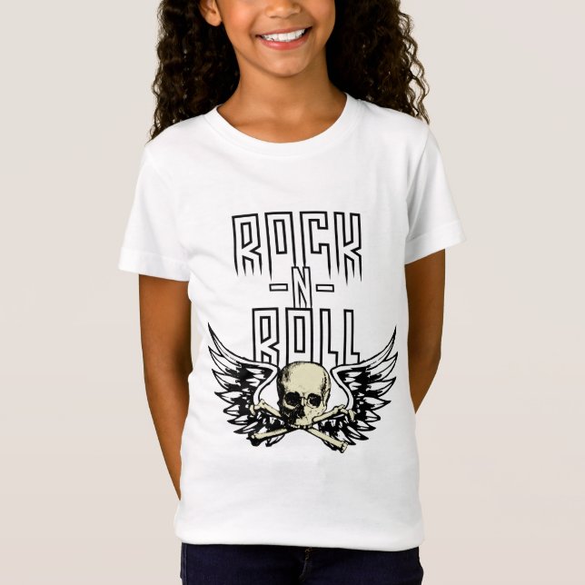 Rock'n'Roll-Schädel mit Flügeln T-Shirt (Vorderseite)