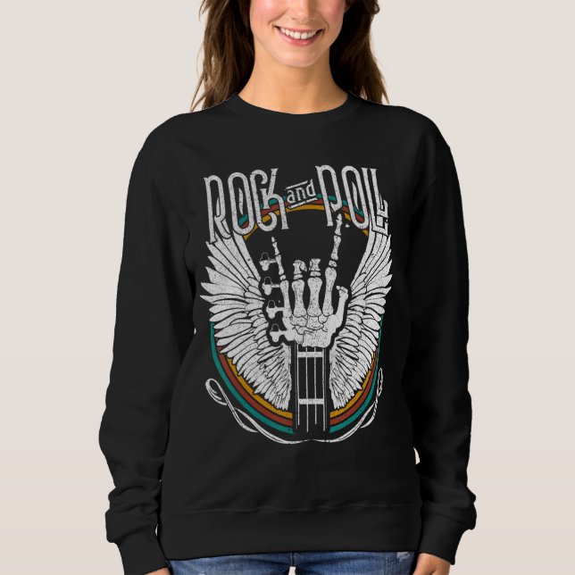 Rock'n'Roll Skeleton Guitar Rock Music Concept Sweatshirt (Vorderseite)