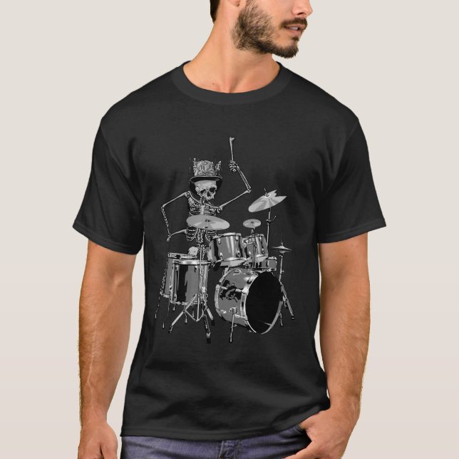 Rock'n'Roll Skull Drummer T-Shirt (Vorderseite)