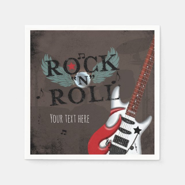 Rock'n'Roll Star Grunge Geburtstagsparty Serviette (Vorderseite)
