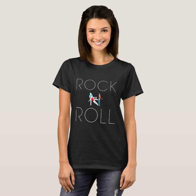Rock'n'Roll-Text, Tanzfiguren, schwarz T-Shirt (Vorne ganz)