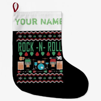 Rock'n'Roll Ugly Christmas Sweater Style Großer Weihnachtsstrumpf