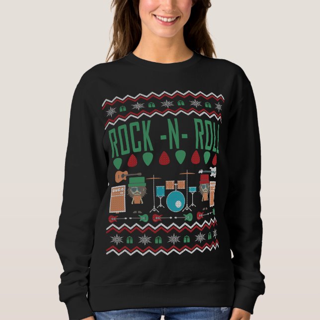 Rock'n'Roll Ugly Christmas Sweater Sweatshirt (Vorderseite)