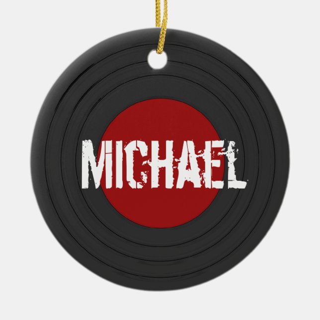 Rock'n'Roll Vinyl Record Personalisiert Keramik Ornament (Vorne)