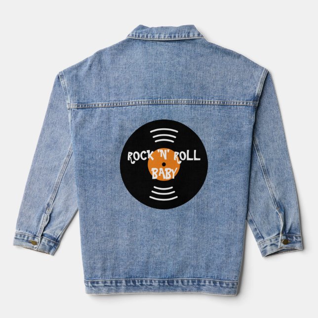 Rock'n'Roll Vinyl Rekord Jeans Jeans Jeans-Jacke Jeansjacke (Rückseite)