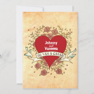 Rock'n'Roll Wedding (Rose) SPANISCH Einladung