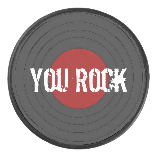 Rock'n'Roll YOU ROCK Vinyl Record Eishockey Puck (Vorderseite)