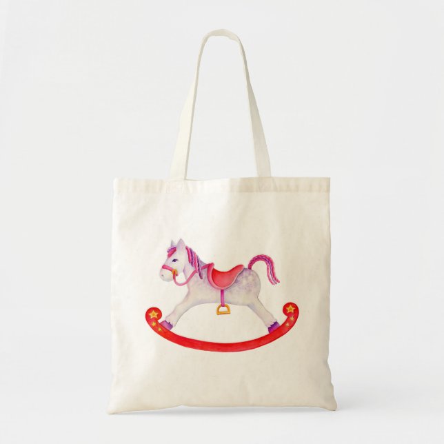 Rockpferd Art rosa graue Tasche (Vorne)