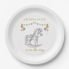 Rockpferd mit bunten Fahnen Pappteller