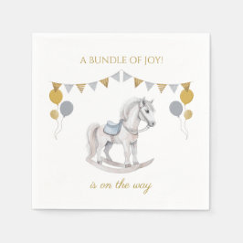 Rockpferd mit bunten Fahnen Serviette