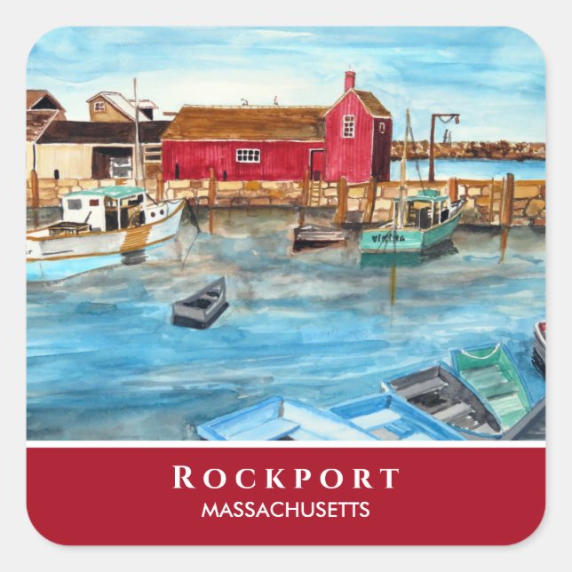 Rockport Harbor Massachusetts New England USA Quadratischer Aufkleber (Vorderseite)