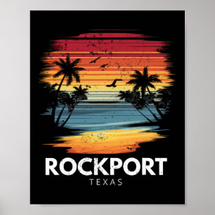 Rockport Strand Texas Surfbrett Surfen Vintage  Poster