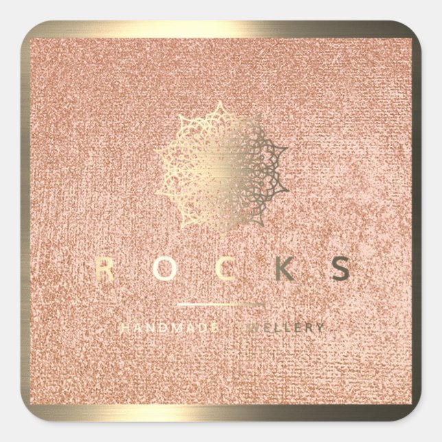 Rocks Rosa Rose Gold Foxier Textur Quadratischer Aufkleber (Vorderseite)