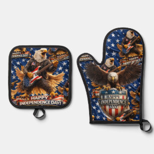 Rockstar American Eagle Unabhängigkeitstag Ofen ad Ofenhandschuh & Topflappen-Set