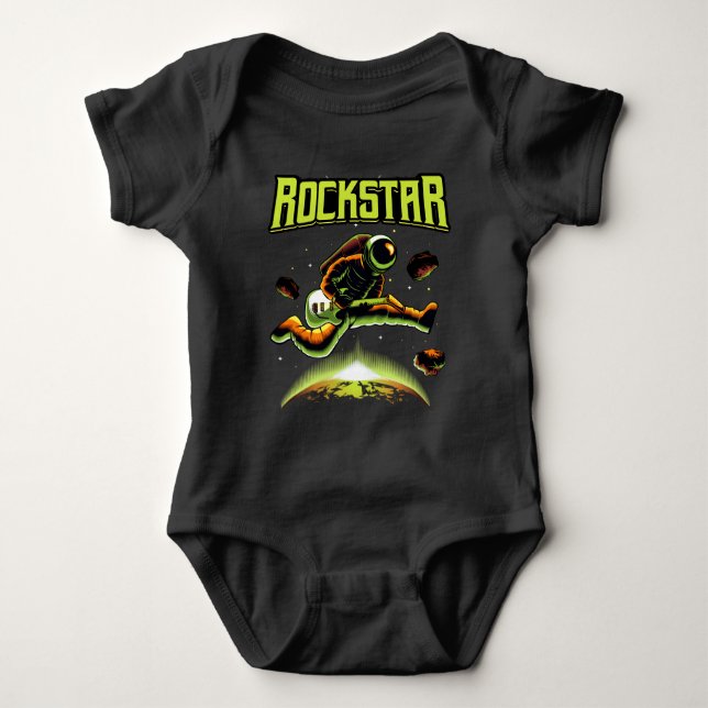 Rockstar-Astronaut spielt Gitarre im Weltraum Baby Strampler (Vorderseite)