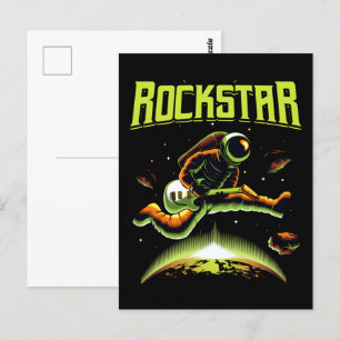 Rockstar-Astronaut spielt Gitarre im Weltraum Postkarte