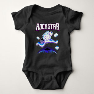 Rockstar-Astronautin spielt Gitarre im Weltraum-Ba Baby Strampler