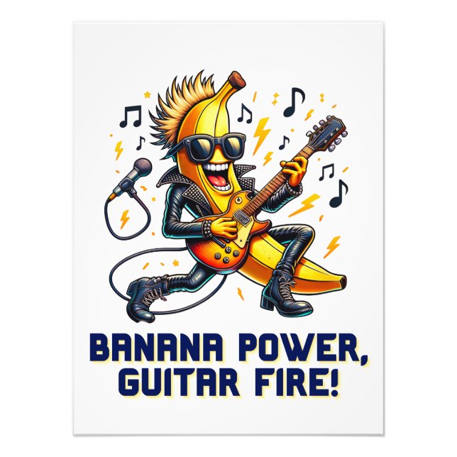 Rockstar Banana mit Gitarrenjamming Fotodruck (Vorne)