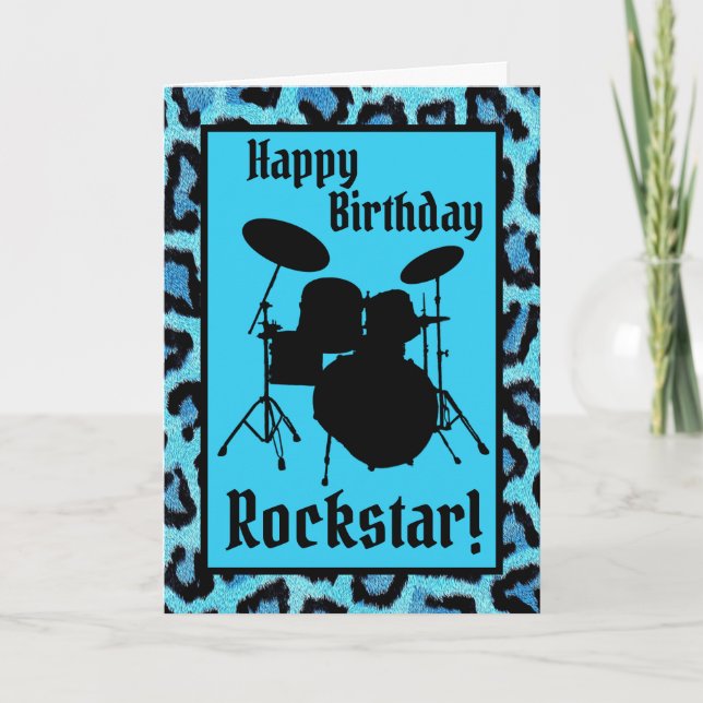 Rockstar Birthday Card Drummer Musician Drums Rock Karte (Vorderseite)