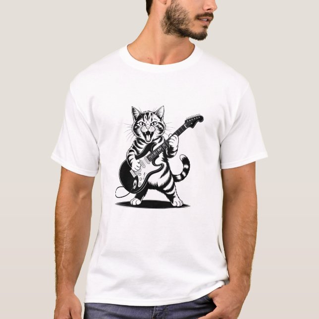 Rockstar Cat Guitar Solo – Funny Music Lover Gift T-Shirt (Vorderseite)