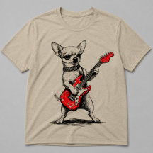 Rockstar-Chihuahua-Hund spielt rote E-Gitarre