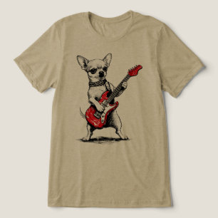 Rockstar-Chihuahua-Hund spielt rote E-Gitarre Tri-Blend Shirt