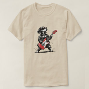 Rockstar-Dachshund-Elektrogitarren-Kunst T-Shirt