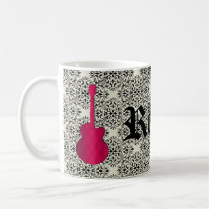 Rockstar Damask Gitarre Tasse, Magenta Tasse