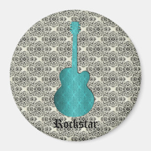 Rockstar Damask Gitarrenmagnet, Türkis Magnet