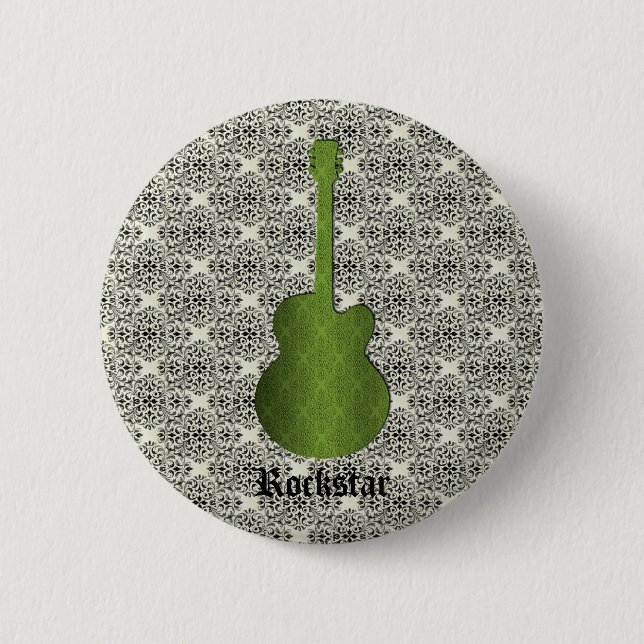 Rockstar Damask Gitarrenschaltfläche, Olive Green Button (Vorderseite)