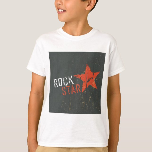 Rockstar Distressed Grunge Rote Stern T-Shirt (Vorderseite)