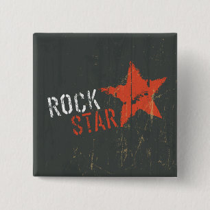 Rockstar Distressed Grunge Roter Stern Button