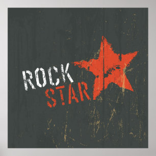 Rockstar Distressed Grunge Roter Stern Poster