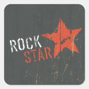 Rockstar Distressed Grunge Roter Stern Quadratischer Aufkleber