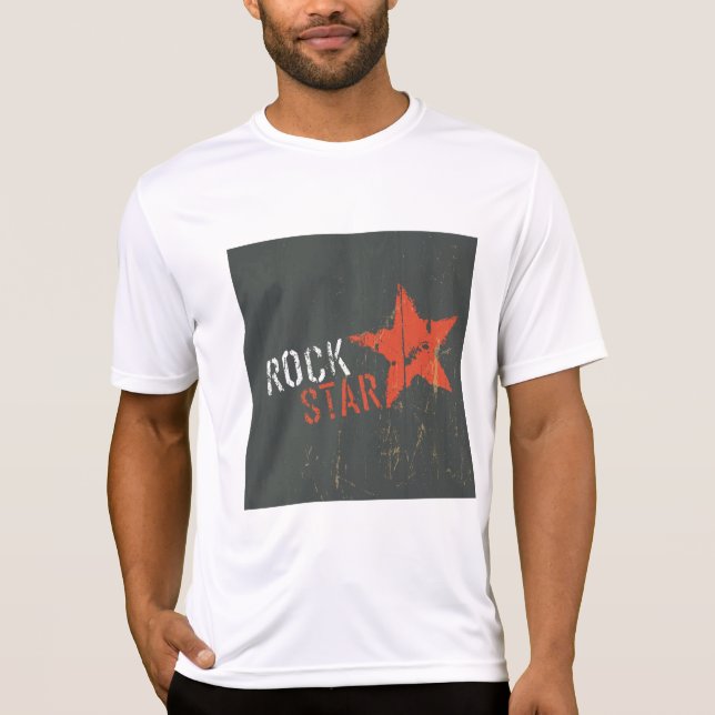 Rockstar Distressed Grunge Roter Stern T-Shirt (Vorderseite)