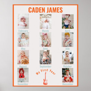 Rockstar Erster Geburtstag Monatliche Fotos Poster