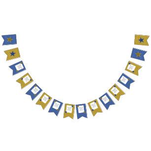 Rockstar-Geburtstagsfeier Monatsbanner Blau Gold Wimpelkette