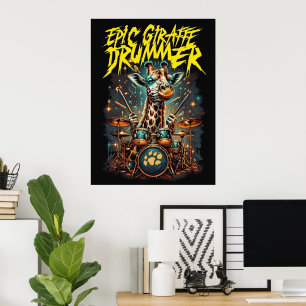 Rockstar-Giraffenposter - Musikzimmer-Dekorationsg Poster