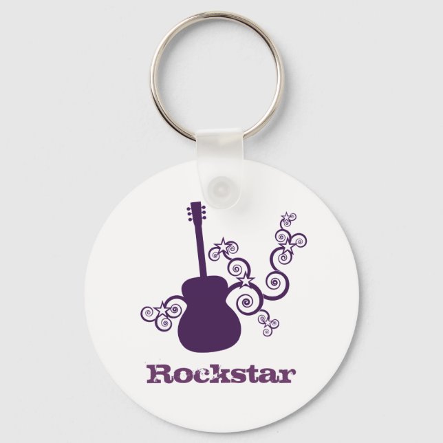 Rockstar Gitarre Schlüsselanhänger, Lila Schlüsselanhänger (Vorderseite)