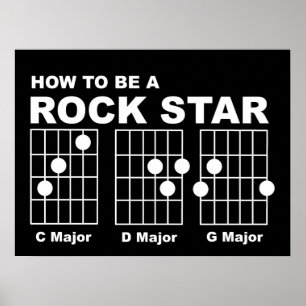 Rockstar Gitarren Akkorde Lustiger Druck Poster Hu